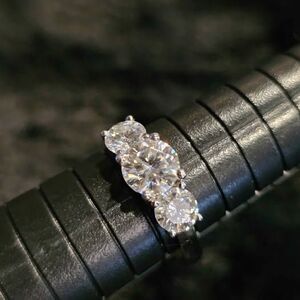 1.5CTW VVSD Moissanite 3 Stone Ring in .925 sterling silver. Size 7